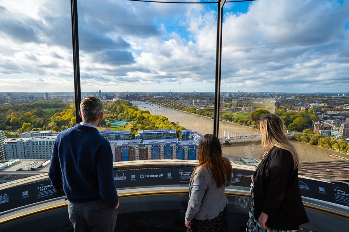 Battersea Chimney Lift and Three Course Meal for Two