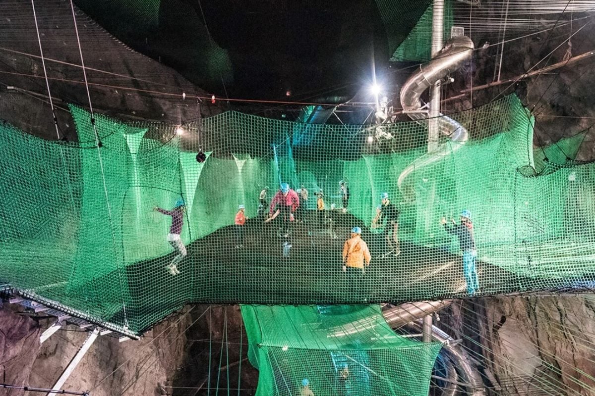 Bounce Below for Two at Zip World Underground Caves