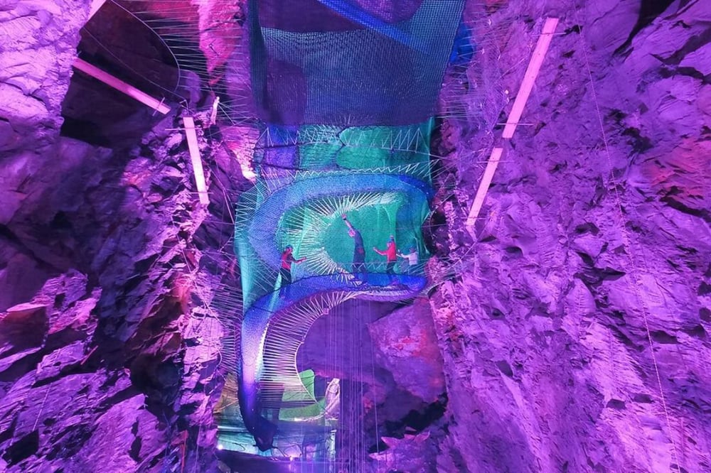 Bounce Below for Two at Zip World Underground Caves